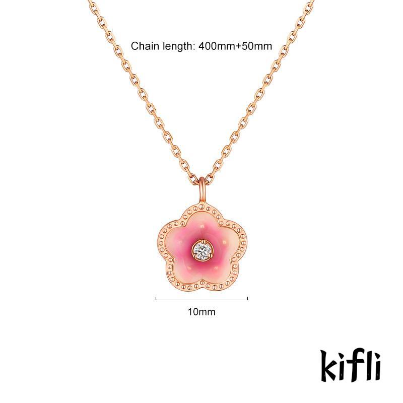 Kalung Rantai Klavikula Desain Peach Blossom Untuk Wanita