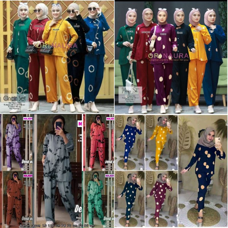 [ BISA COD ] 1 Kg muat 3 pcs//Baju one set setelan tie dye lengan panjang/ bumil