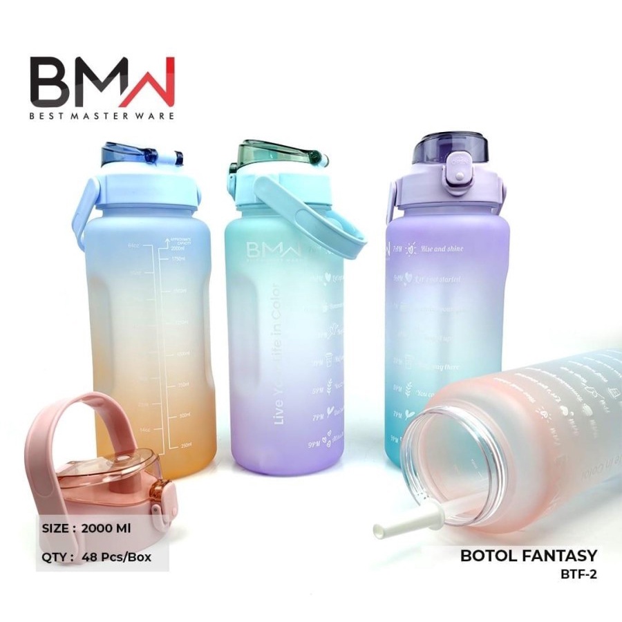 (COD) Botol Jumbo Viral - Botol Fantasy - Tempat Air Minum 2000 Ml Serbaguna