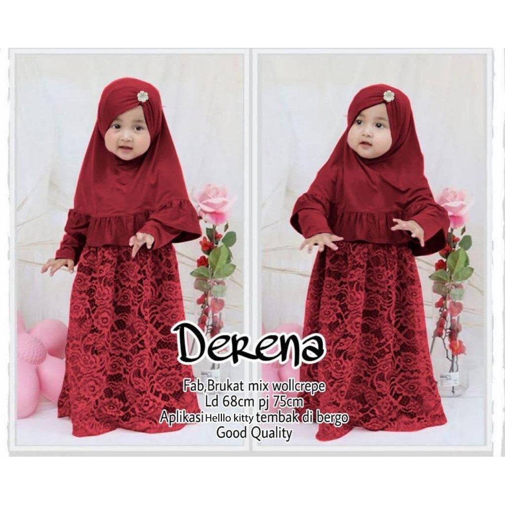 Derena maxi anak sudah dapat kerudung//maxi cewe murah//baju anak murah// gamis anak