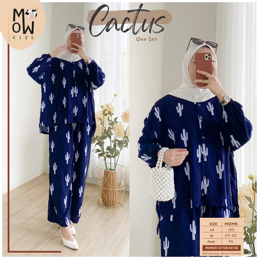 Cactus One Set  Blouse Oversize Allsize Premium Cotton Rayon Original Moela Mowmo
