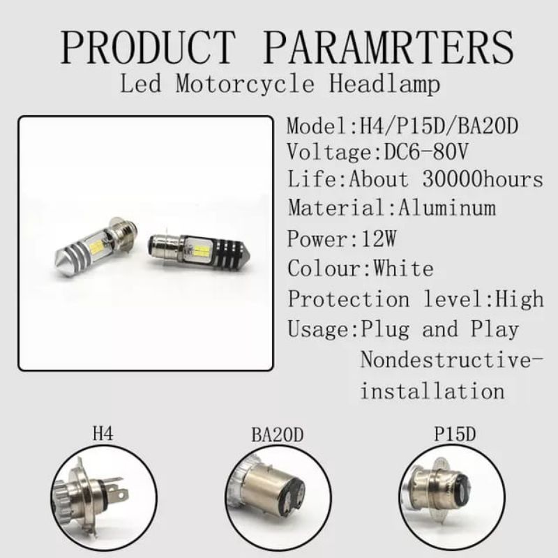 Lampu depan motor LED M2B H6 AC DC motor matic bebek