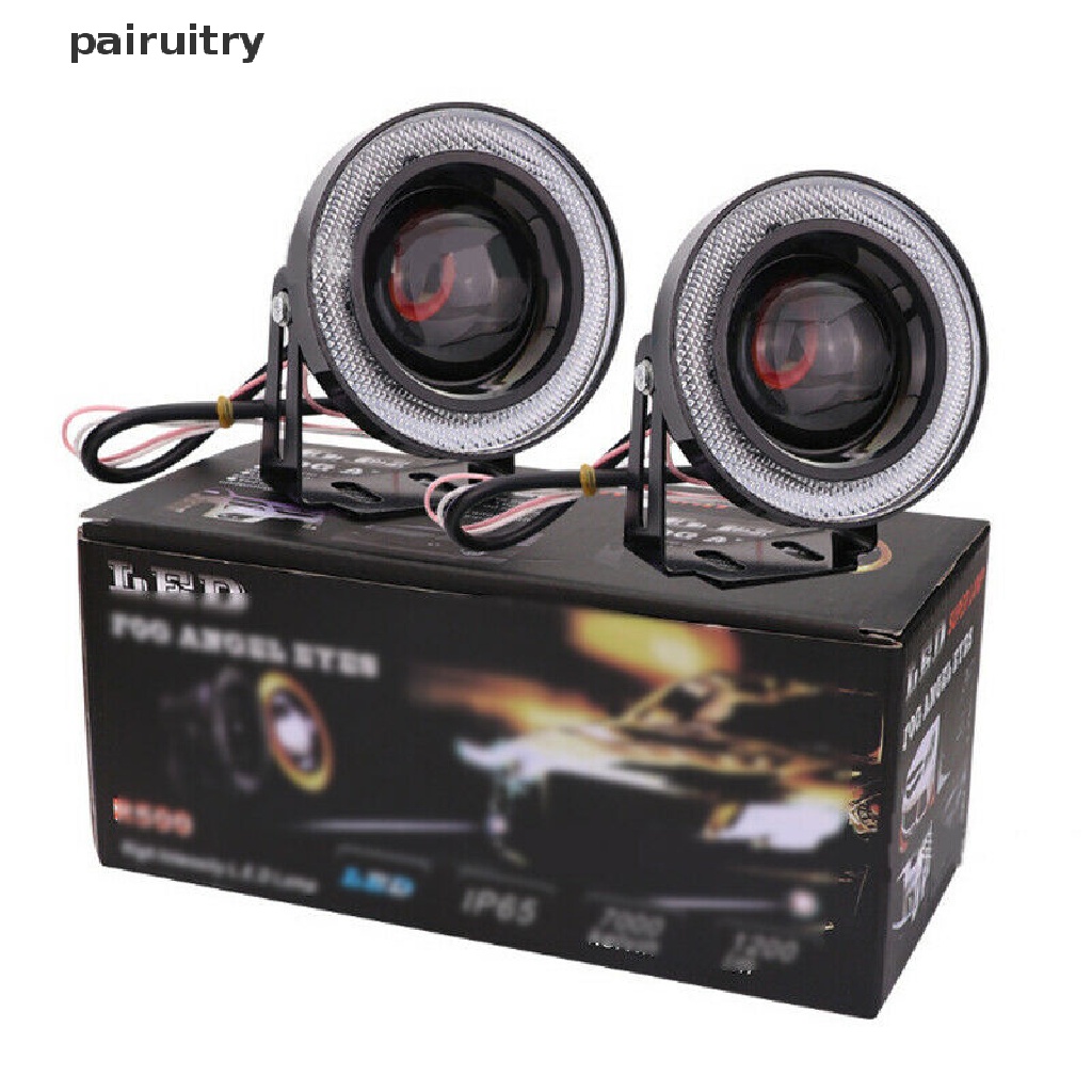 Prt 1pc Lampu LED Angel Eyes 3.5 &quot;12V Warna Putih Untuk Fog Lamp / Headlight Mobil SUV Universal