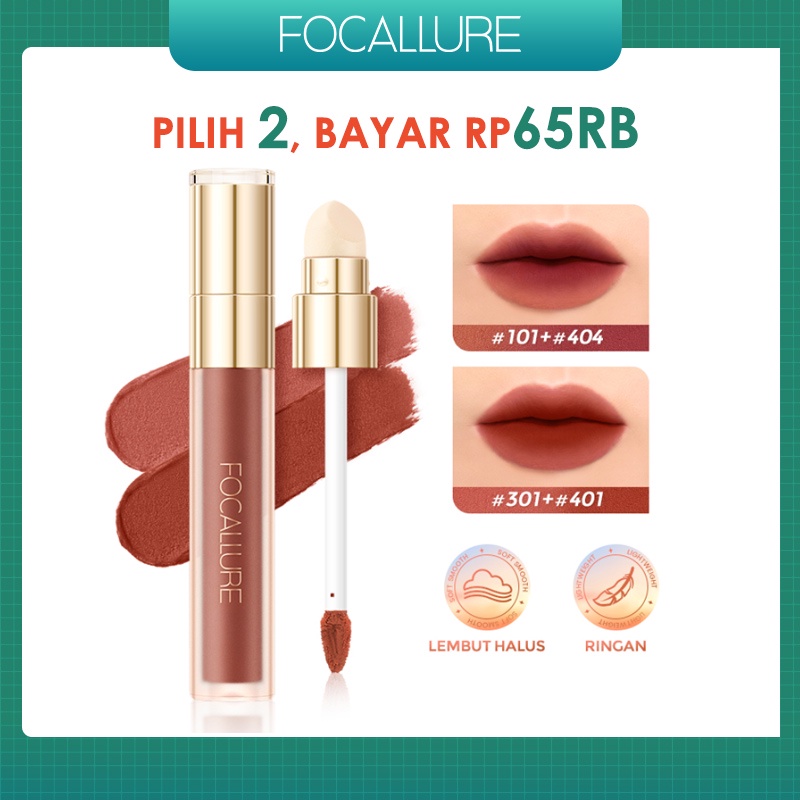 FOCALLURE Velvet Matte Liquid Lipstick Waterproof Lip Clay Lip Mud With Sponge Lip Brush FA210 Blush Eyeshadow Multi-purpose Makeup