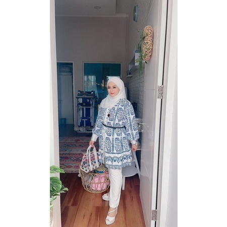 BAJU WANITA TERBARU|tunik flower sabuk