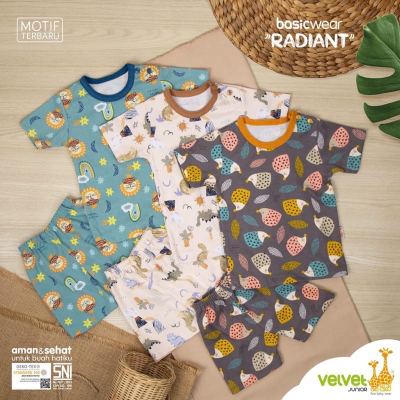 (ECER) Velvet Setelan Baju Pendek Celana Pendek Bayi Anak Setelan