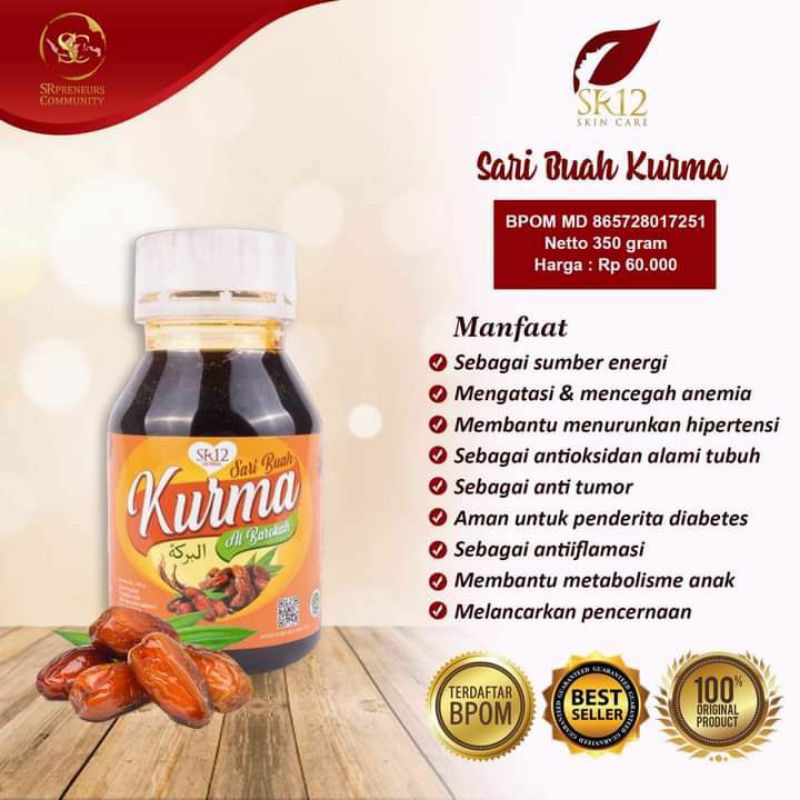 

SARI BUAH KURMA SR12/SARI KURMA ASLI/SARI KURMA AL BAROKAH SERIBU MANFAAT 350 ml