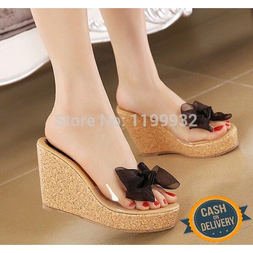 Wedges Wanita Murah Import Abg Wedgeswanita Wedgesmurah Wedjes We RU150 Sandal Sendal Wedges Ribbon