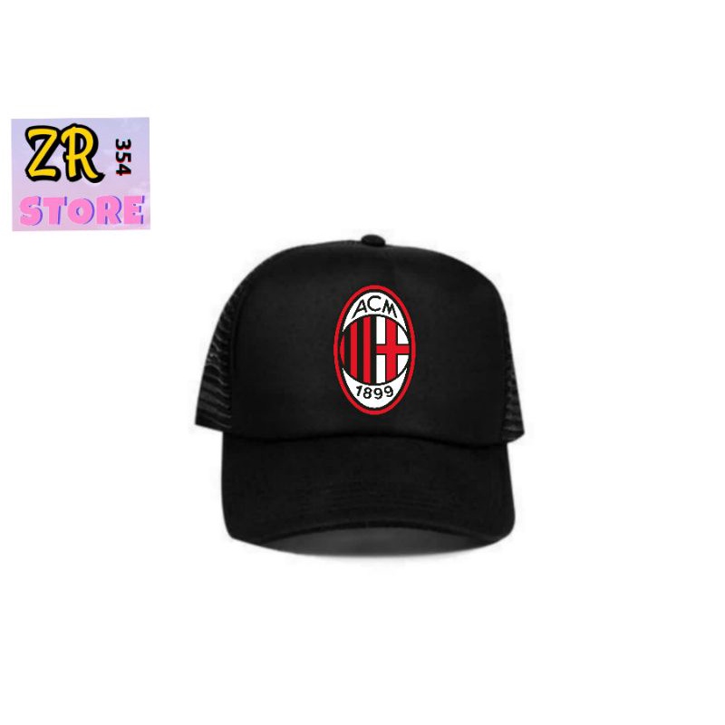 Topi AC MILAN / topi trucker MILANISTI / topi FOOTBALL CLUB / topi jaring / topi baseball / topi pri