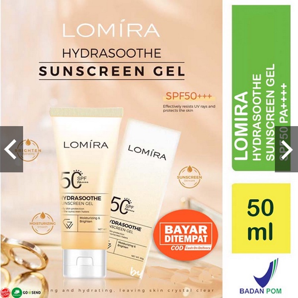 [NO WHITECAST] [BPOM] Lomira Sunscreen Sunscreen Gel SPF50 PA+++ 50ML Hydrasoothe Sunscreen Lomira | Tabir Surya_Cerianti