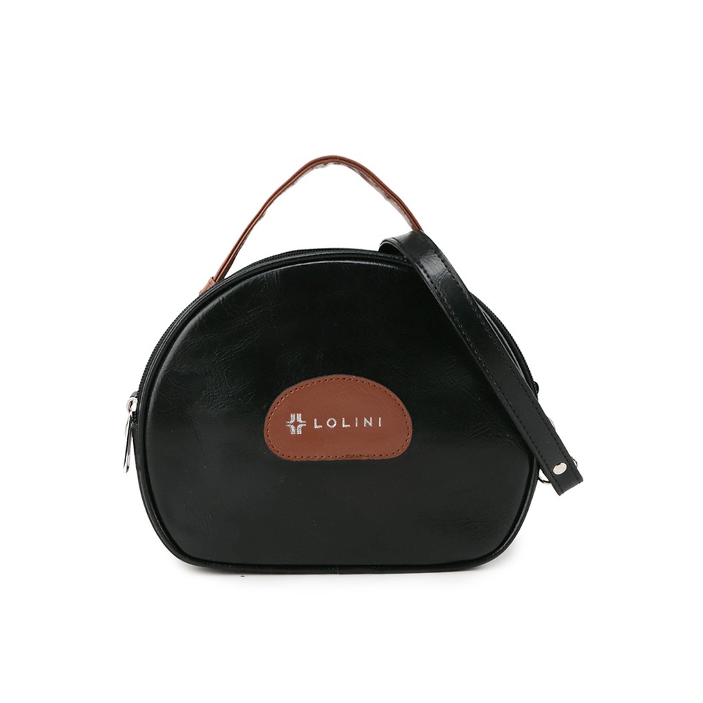 LOLINI - Mini Oval Bona/ Sling Bag - Tas Slempang Premium Fashion Wanita Warna Hitam Motif Polos