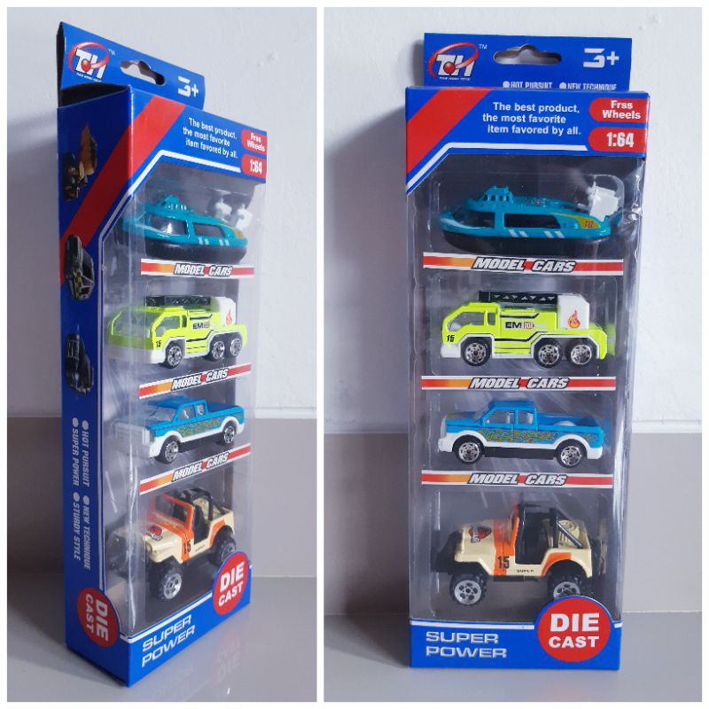 Diecast Set Kendaraan 4 Pcs - Mainan Miniatur Mobil Anak Edukatif