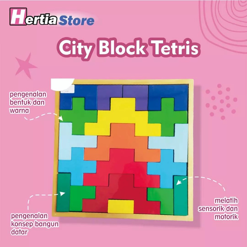 [hertiastore] CITY BLOCK NEW, TETRIS, PANORAMA, MASJID, mainan susun balok, susunan balok kayu