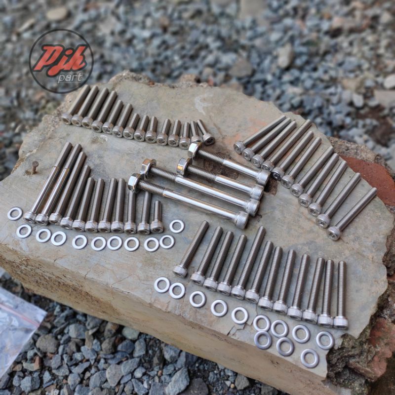Baut L stainless stenlis THE full set mesin Tiger GL Megapro