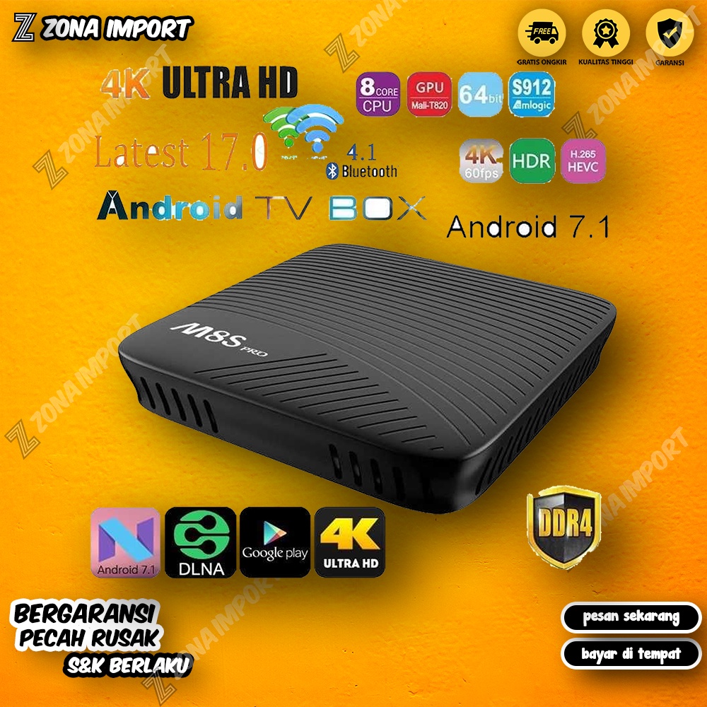 Smart TV Android Box 7.1 4K   Amlogic S912 2GB 16GB Tv Home Teater Google Home