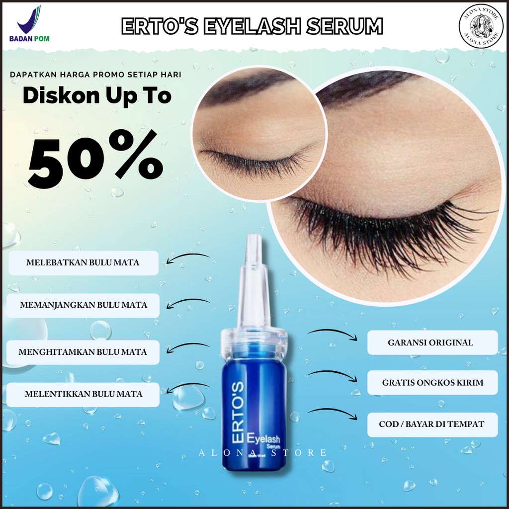 EYELASH SERUM ERTOS PEMANJANG PELENTIK PELEBAT BULU MATA DAN ALIS SERUM BULU MATA