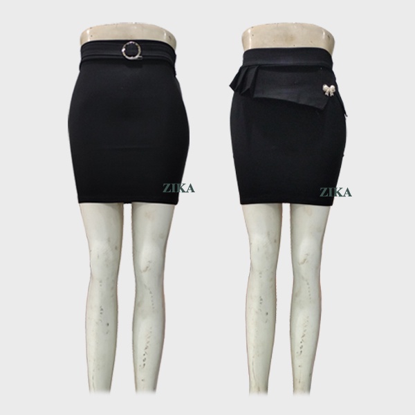 Rok Mini Span Karet Premium Rok Pendek Wanita Korea Rok Midi Sepan Kerja Hitam Polos Kantor Wanita R