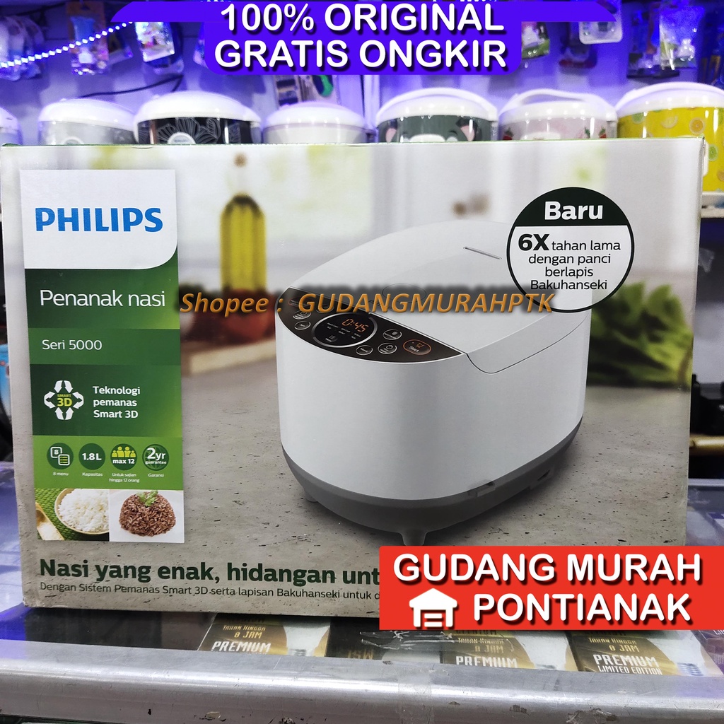 Rice Cooker PHILIPS 1.8L Digital HD4515/33 - 400Watt, 4515 33 8 Menu, White, putih, mejikom multi fungsi magic com penanak nasi