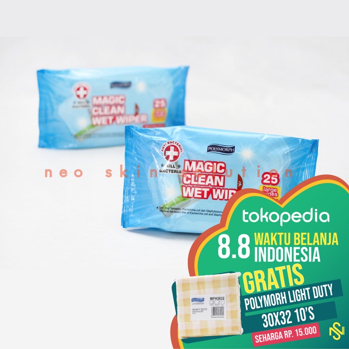 Stok Terakhir POLYMORPH MAGIC CLEAN WET WIPER 30 SHEETS - ANTI BACTERIAL Berkualitas