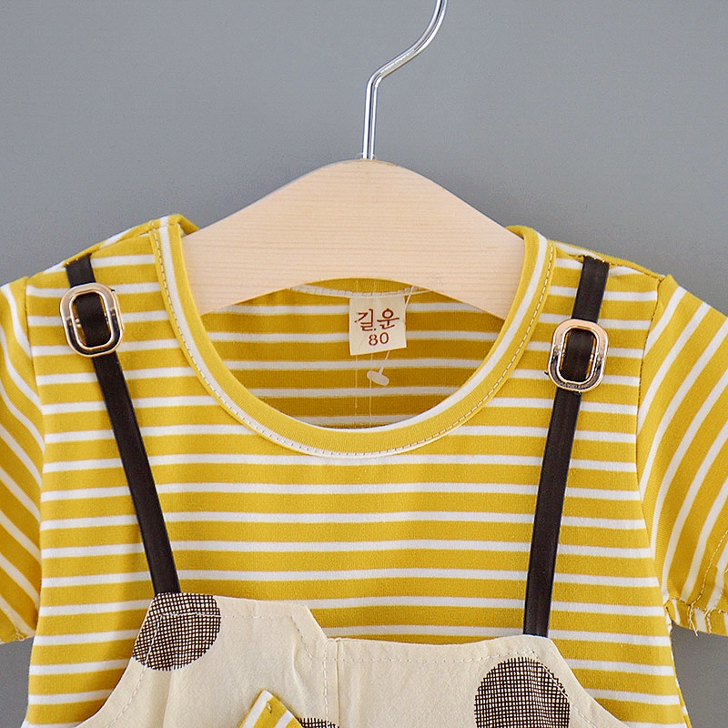 Dress Baju Kodok Anak Perempuan Impor umur 2-3 Tahun Motif Polkadot Yellow