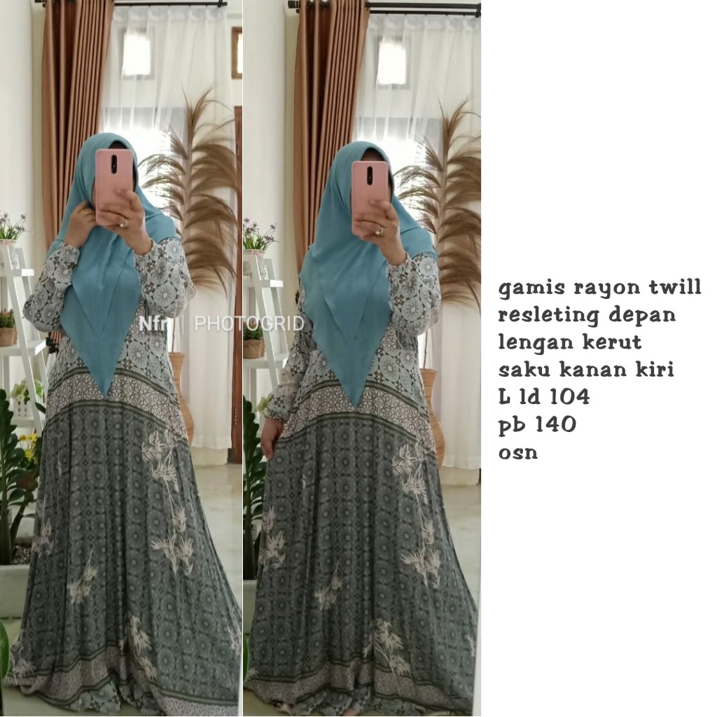 gamis rayon twill inayyah busui L ld 104 pb 140