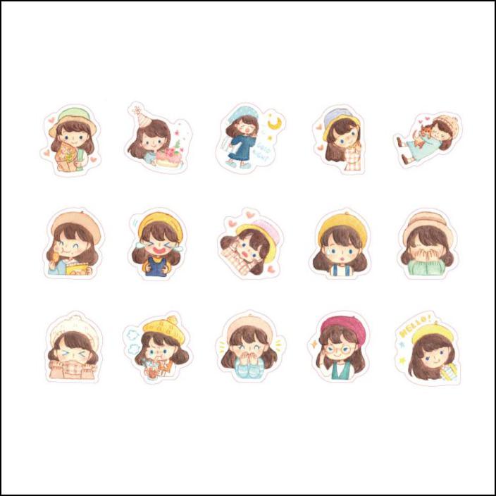 

Cute Girl Stickers Stiker Deco Scrapbook Bujo Planner Diary Label Lucu