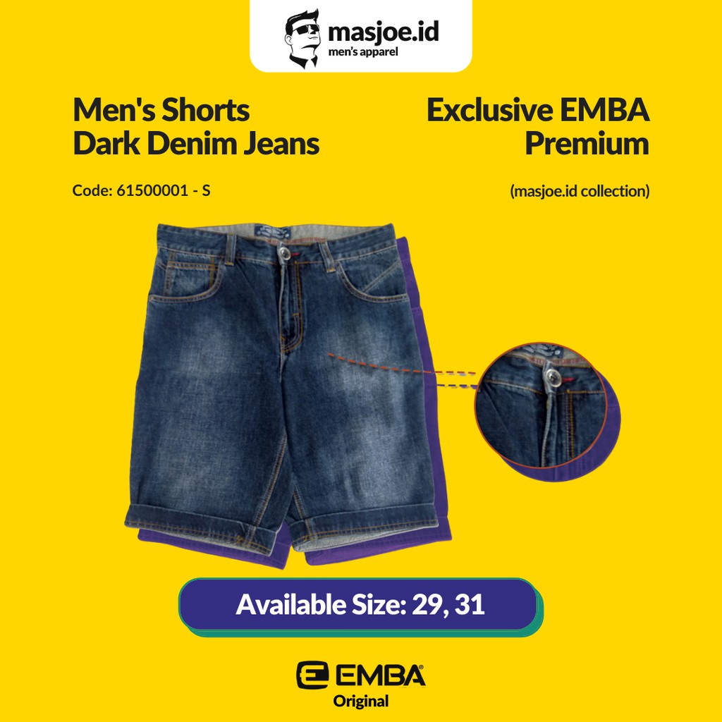 Celana Pendek Pria EMBA Original - Dark Jeans