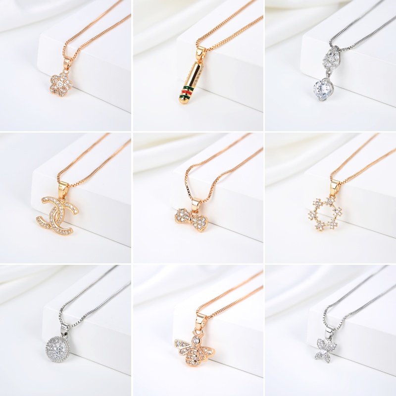 kalung titanium wanita emas muda model korea murah anti karat panjang asli silver nama selamanya 01-10n