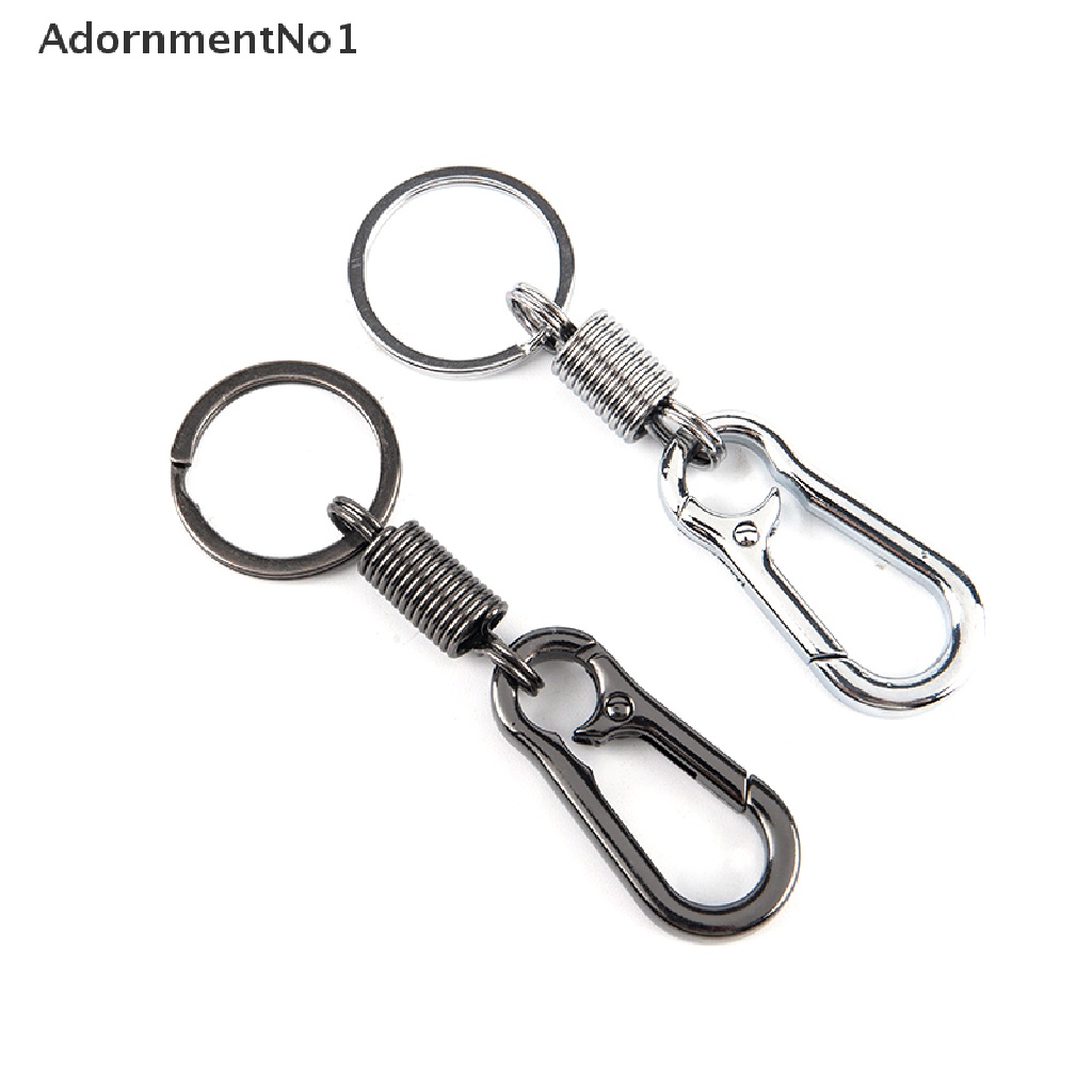 [AdornmentNo1] Spring Keychain Stainless Steel Carabiner Retractable Belt Clip Key Ring [new]