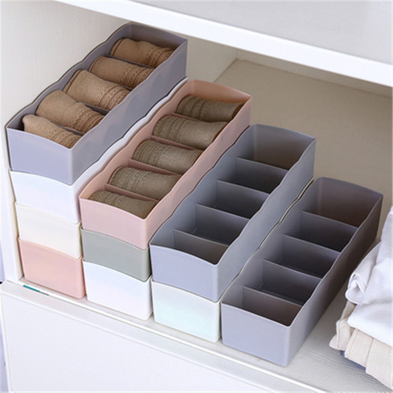 5 Grids Multi-purpose Stacked Underwear Socks Storage Box / Locker Drawer Organizer / Cosmetic Divider Containers Desk Storage Box