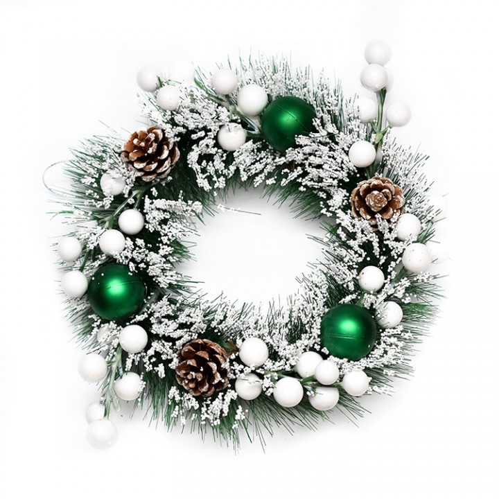 

Hiasan Krans Natal Salju Pinus Hijau 20cm / Dekorasi Natal