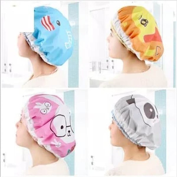 SHOWER CAP PLASTIK MOTIF / TOPI MANDI TUTUP KEPALA / BISA DIPAKAI UNTUK TUTUP MAKANAN