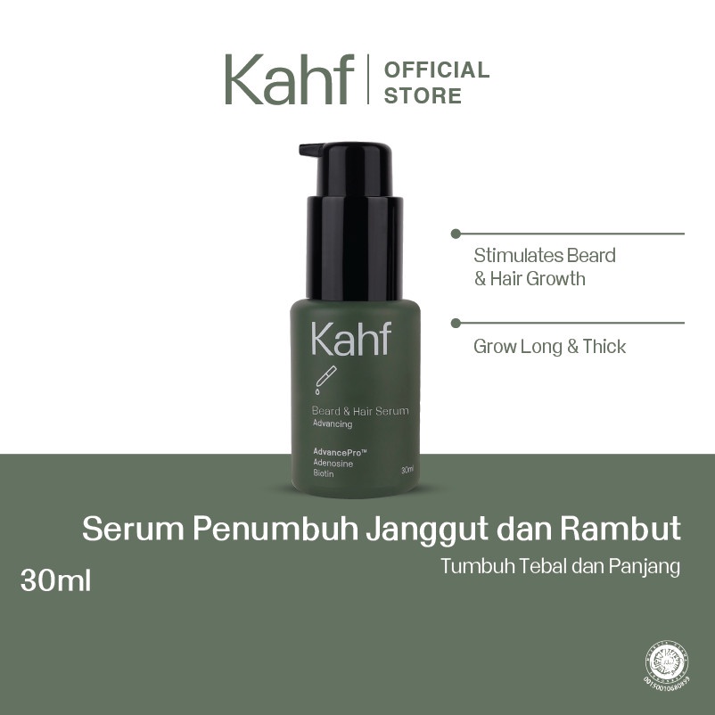 Kahf Advancing Beard &amp; Hair Serum 30ml - Serum Nutrisi Stimulus Penumbuh Janggut &amp; Rambut Bulu Kumis