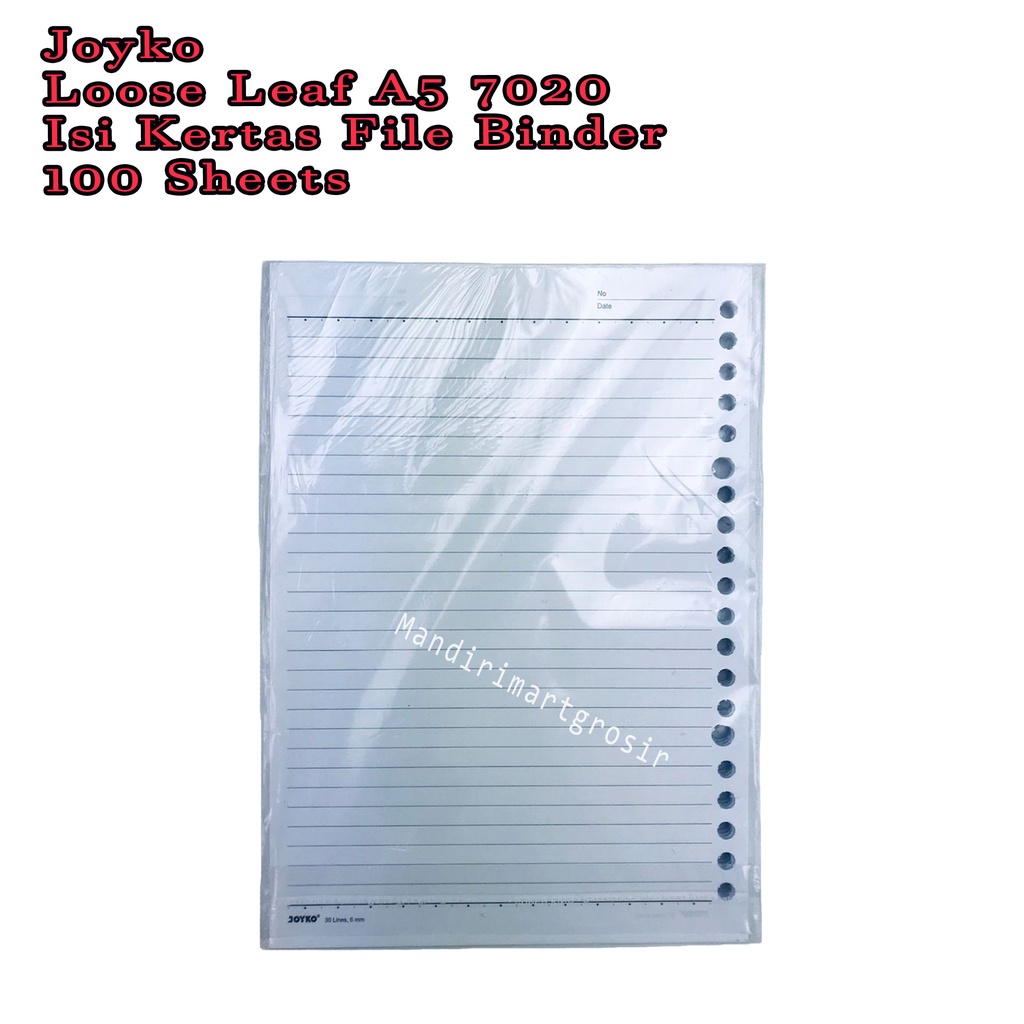 Loose Leaf A5 7020 *Joyko * Isi Kertas File Binder * 100 Sheets