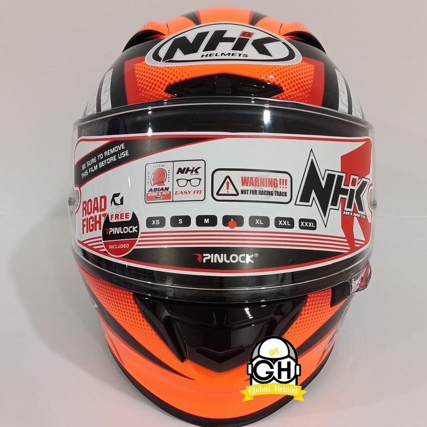 HELM NHK GP R TECH STREET R44 BLACK ORANGE GLOSSY