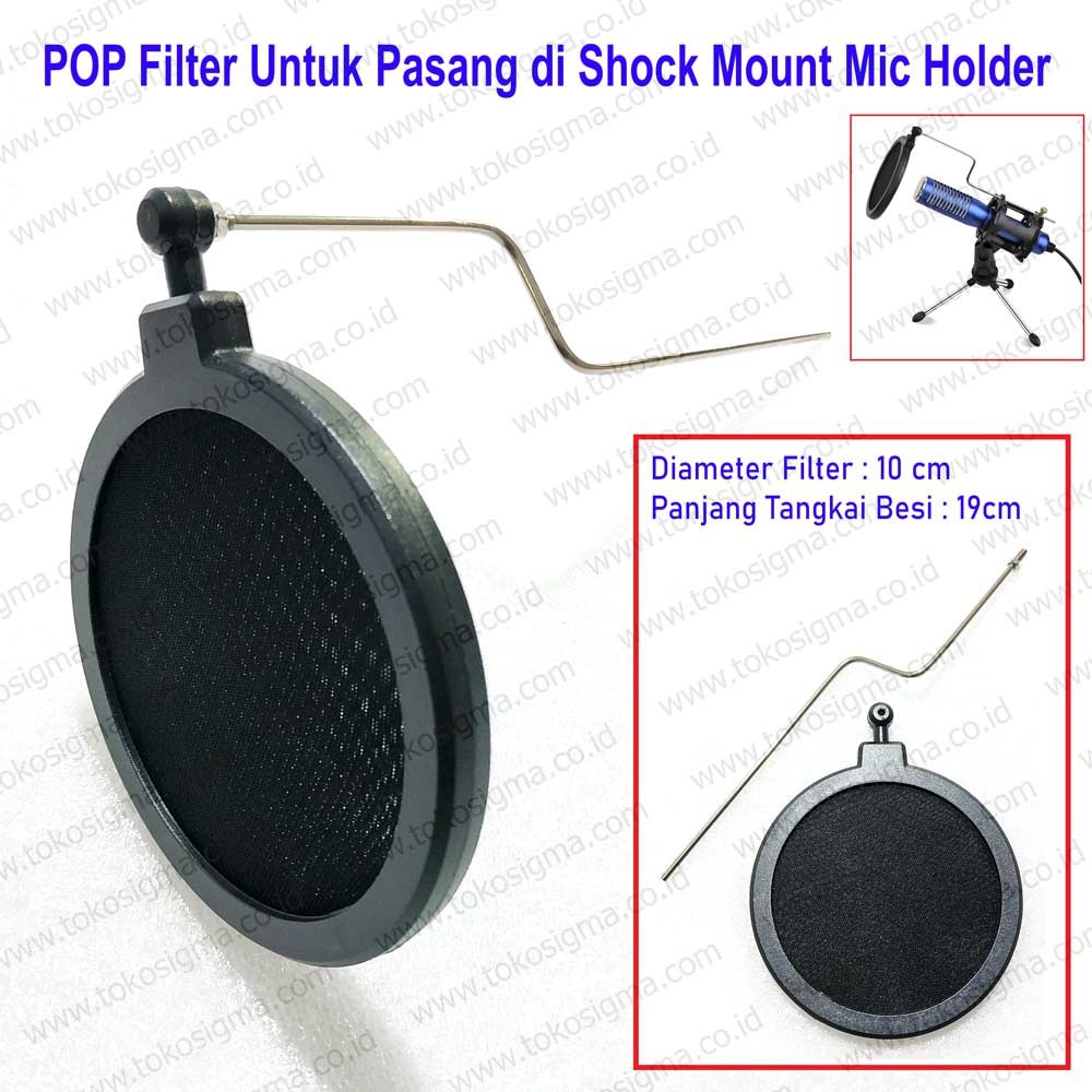 Saringan Kasa Noise 10cm POP Shield Filter Saliva Dust Pasang di Shock Mount Mic Holder