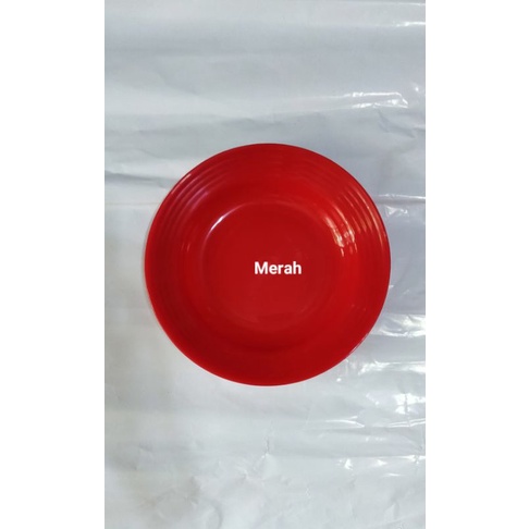 piring plastik warna satuan ukuran 9inchi-Merah piring polos