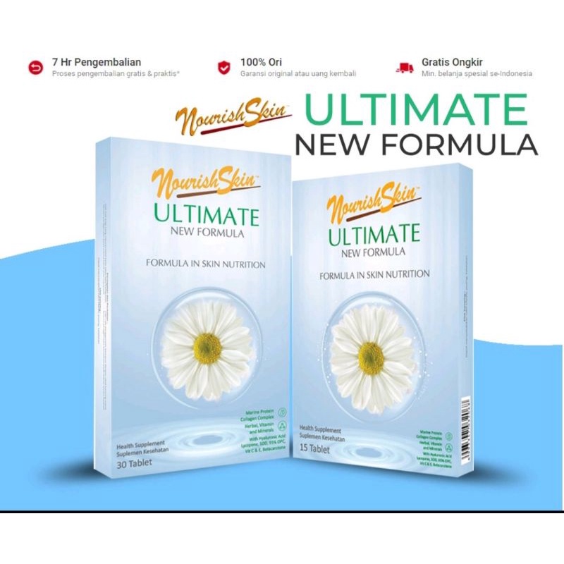 Nourish Skin Ultimate NEW Formula isi 15 30 Tablet  / No Kerutan / Kulit Kencang, stok ready sesuai diskripsi