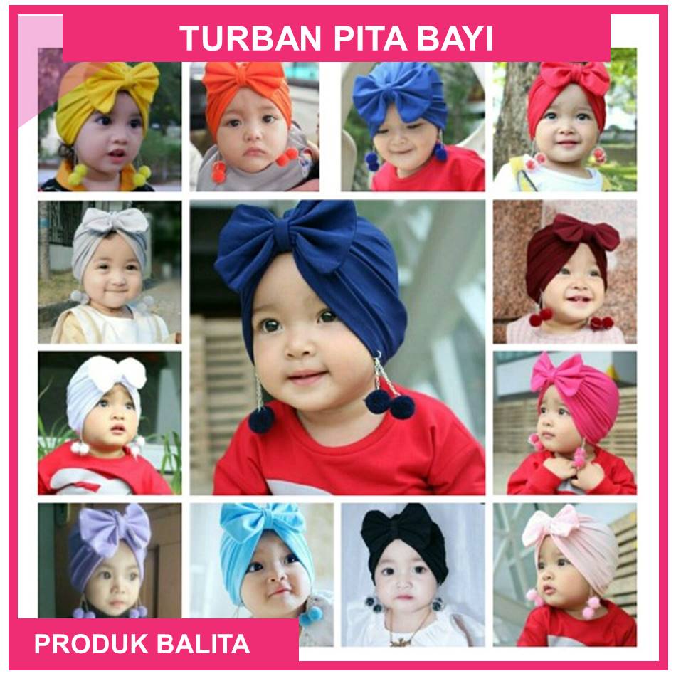 Turban Bayi Pom-pom Turban Anak Pita Acsesoris Kepala Bayi New Born