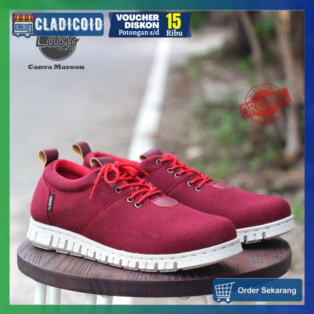 LAVIO Canva Sepatu Sneakers Casual Canvas Pria Trend Terbaru Keren Model Santai, Kuliah, Warna Hitam