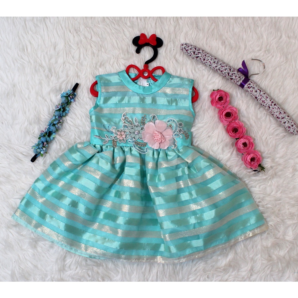 Dress Kids Lopez/Dress Bayi 1-3tahun Tanpa Lengan / Baju Anak Bayi Murah / Dress Anak Perempuan Motif Saten Realpict