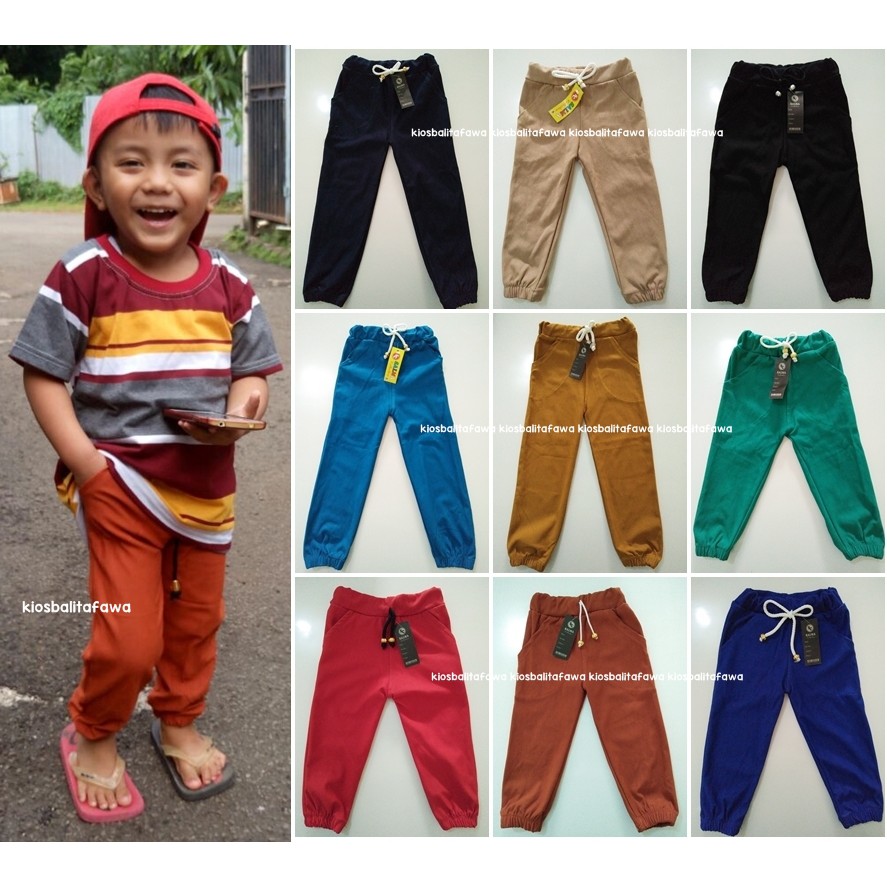 JOGGER Semi Denim Pants Uk. 1-2 tahun / Joger Pants Polos Celana Panjang Jeans Anak Laki Perempuan