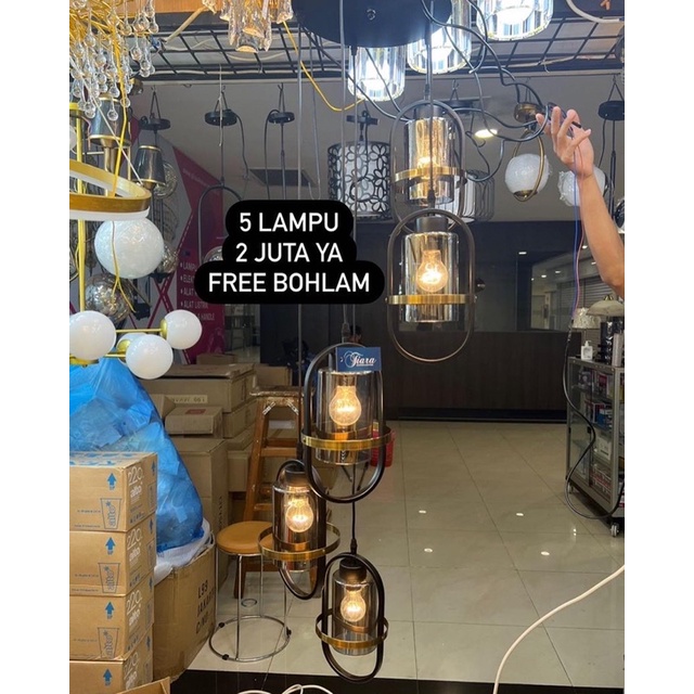 LAMPU TANGGA VOID 5 LAMPU MINIMALIS HITAM