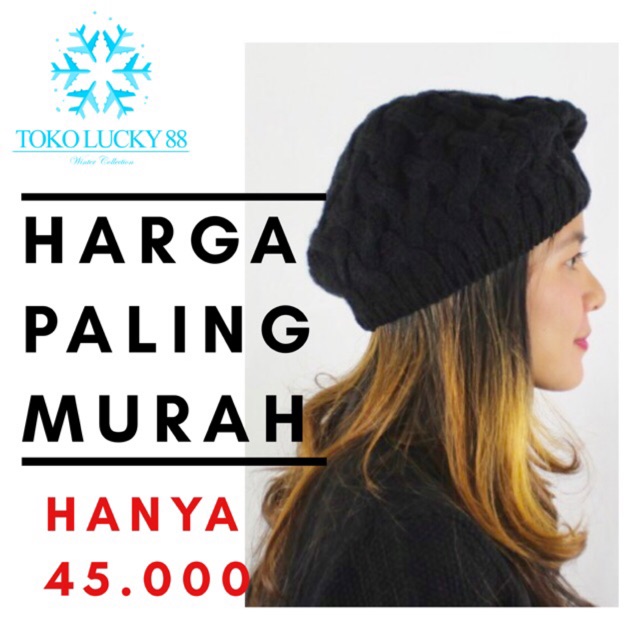 IMPORT Hat Baret Rajut Topi Wool Beret Hat Winter Musim Dingin