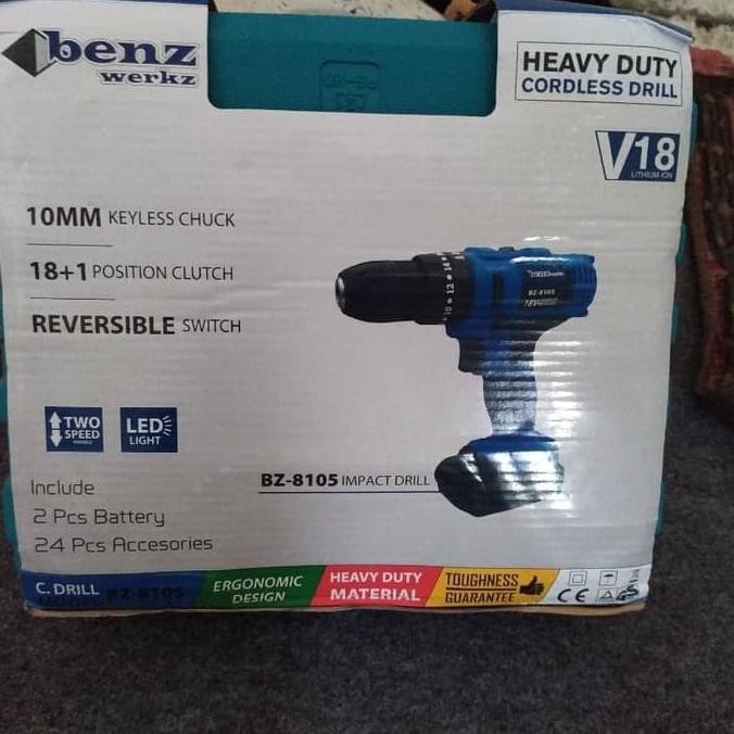 -READY- MESIN BOR BATERAI BENZ 18V CBD-0105 /CORDLESS IMPACT DRILL 18V