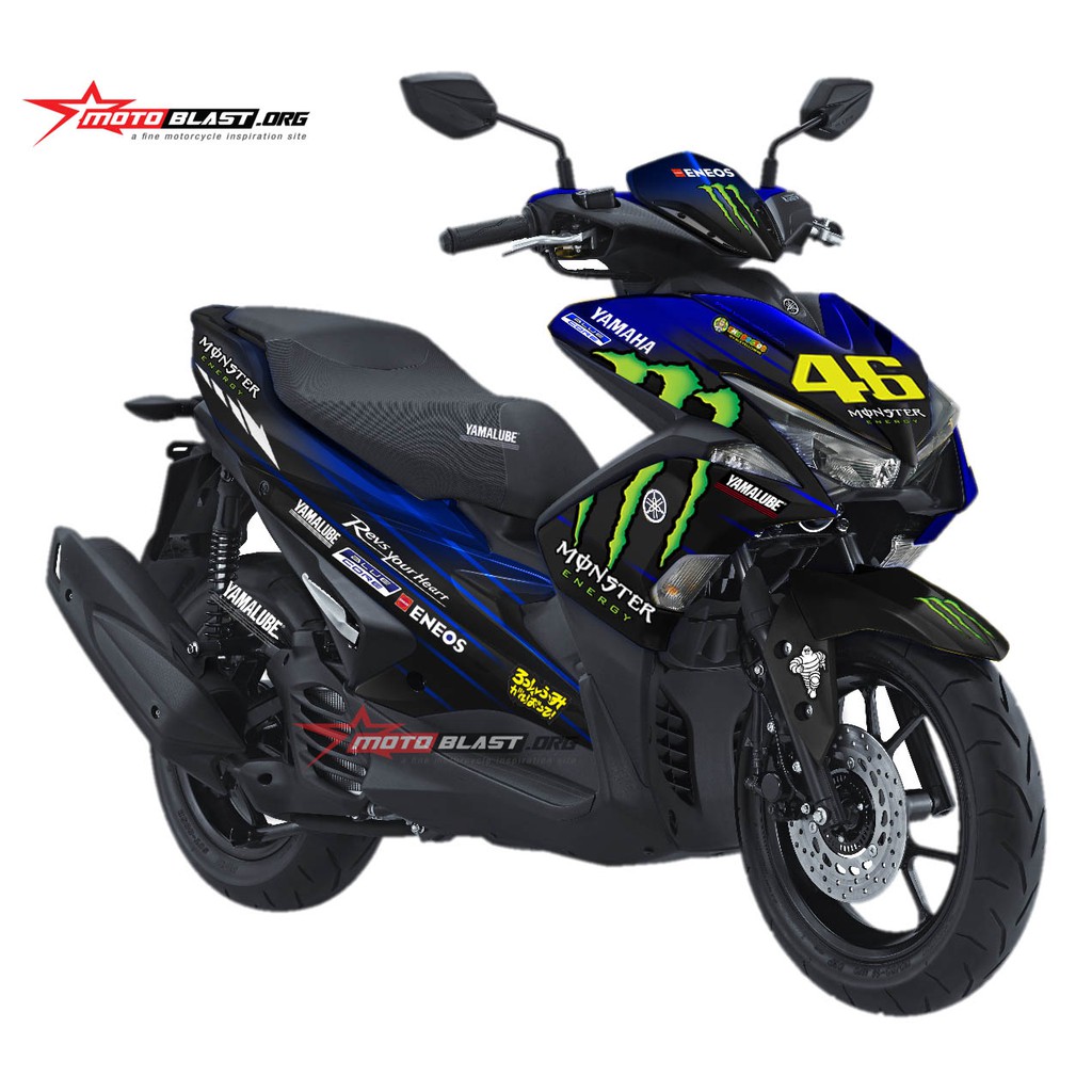 Decal Stiker Aerox 155 Blue Monster VR46 MotoGP 2019 Full Body Motoblast