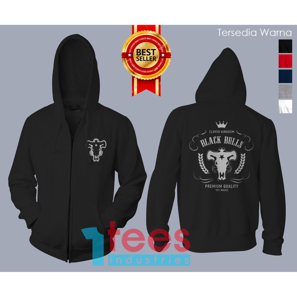 JAKET HOODIE ZIPPER ANIME BLACK CLOVER BLACK BULL 99 MAGIC