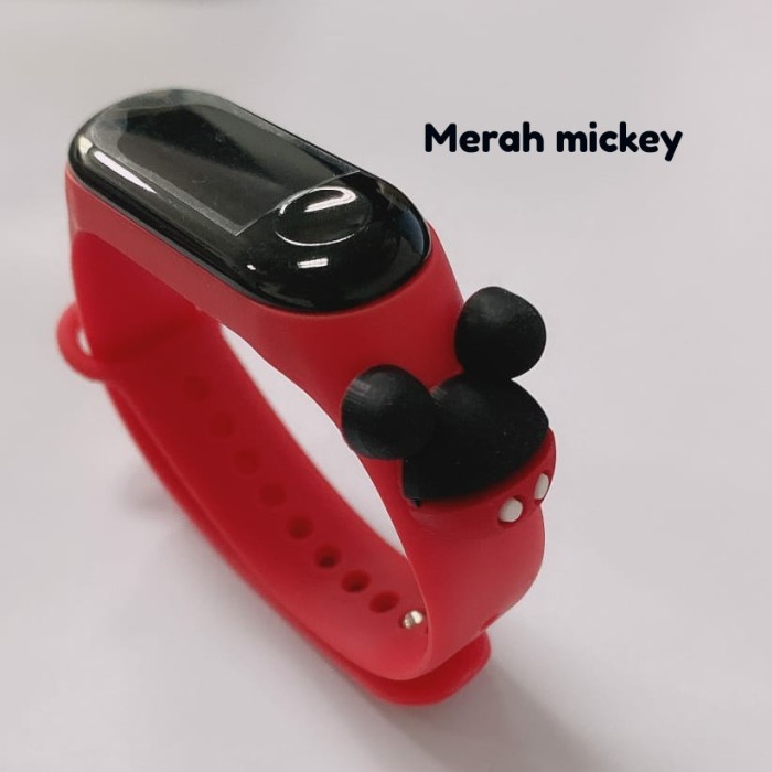 Jam Tangan Anak Perempuan Jam tangan anak karakter motif LED digital display tahan air Merah mickey 