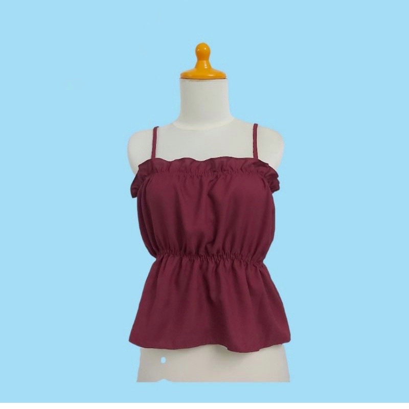 tanktop balloon ruffle / tanktop tali spaghetti / tanktop karet