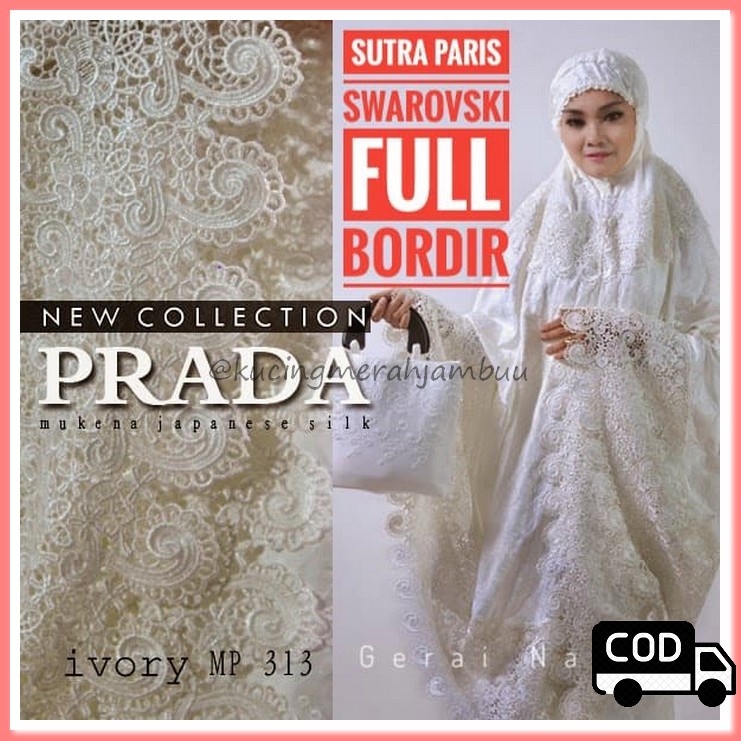 Mukena Rukoh Rayon Dewasa Murah Berkualitas IG599 Mukena Bordir Sutra Paris Putih Swarovski Elegan F
